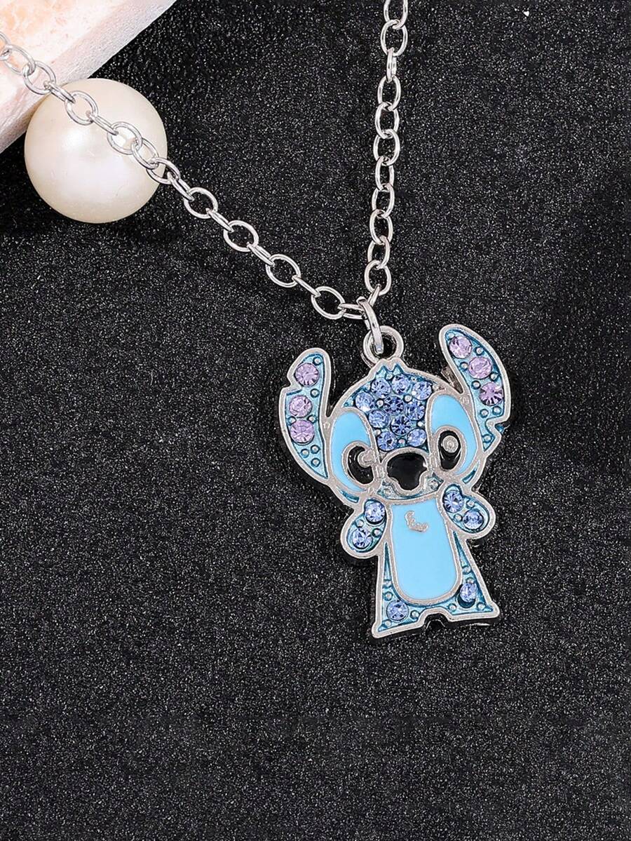 Disney Dây chuyền Stitch hoạt hình mới bán chạy nhất, cá tính, thời trang, dễ thương, đính đá lấp lánh, phụ kiện quà tặng ngày lễ. - Mũi khâu - Xem 1
