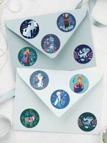 500pcs Disney Frozen Roll Stickers - Elsa & Anna Princess Self-Adhesive Round Labels, Suitable For Phone Cases, Gifts, Envelopes, Scrapbooks, Party Favors, Teen DIY Decoration - Navy Blue - View 8