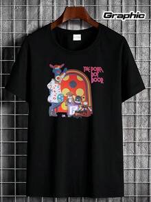Camiseta de la serie de TV Polka Dot Door 70s, estilo vintage lavado, ropa urbana para hombre, versátil, elegante, transpirable, ligeramente elástica, ropa de diseñador, cómoda, a la moda, suave, con estampado gráfico, informal, unisex, para atuendos casuales. - Negro - Ver 1