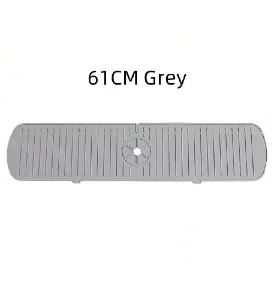 Silicone Mat To Catch Tap Water, Splash-Proof Drain Mat For Kitchen Sink, Non-Slip, Anti-Overflow, Quick-Drying Absorbent Mat, Water-Blocking Board For Sink Countertop - 61CM Grey - View 1