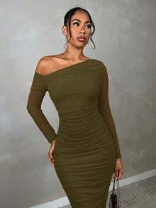 Women Midi Dresses - 軍綠色 - 查看 5
