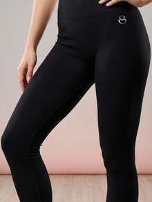 Women's Two-Piece Ribbed Design Activewear Set, Fitness Set, Workout Set, Legging And Top Set With Back Adjuster - 黑色 - 查看 3