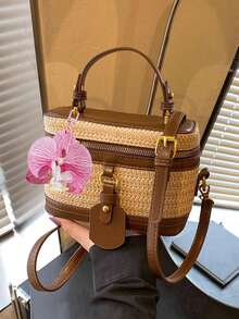Un petit sac carré de style vacances, un sac à main décontracté  artificiel, un sac bandoulière de tempérament quotidien, convient pour les trajets quotidiens et les vacances - Multicolore - Voir 12