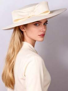 HIMESPORT Elegante tocado de ala ancha para iglesia para mujer, sombrero con lazo grande para ocasiones formales, estilo Kentucky, para dama, boda, novia, cóctel, fiesta de té y vestido, sombrero de copa plana - Multicolor - Ver 17
