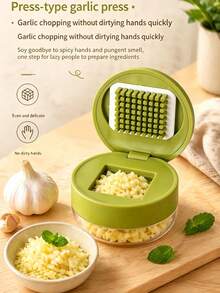 1pc Mini Portable Garlic Press, Multi-Functional Garlic & Vegetable Chopper, Easy To Clean Manual Vegetable Cutter, Durable Plastic Kitchen Gadget; Kitchen Accessories, Kitchen Utensils, Kitchen Supplies, Suitable For Daily Kitchen Use, Food Preparation, Camping, Home Cooking, Outdoor Picnic, Party Meal Prep, Can Be Used As Kitchen Decor, Autumn Decoration, Autumn Home Decor Accent, Perfect Gift For Kitchen Enthusiasts And Moms, Ideal Holiday Essential - Multicolor - View 2