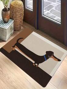 1pc Crystal Velvet Minimalist Dachshund Print Felt Floor Mat, Adds Fun To Entryway, Suitable For Entryway/Kitchen/Bathroom/Bedroom/Living Room, Luxurious Material, Modern Minimalist Style - A - View 2