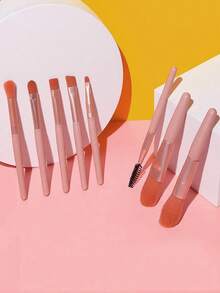 8pcs Makeup Brush Set, Portable Muted Color Makeup Brushes, Soft Hair Blush & Eyeshadow Brushes, Makeup Tools - Portable - View 7