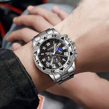 3pcs Men's Casual Quartz Watches, Minimalist Round Dial, Metal Alloy Strap, Suitable For Men's Holiday Gift And Daily Wear - Silver - View 5