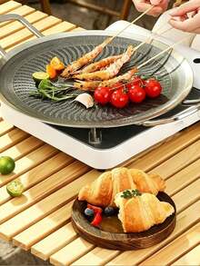 1pc Thick High-Quality Dragon Scale Pattern 316 Stainless Steel Non-Stick Barbecue Tray, Portable Outdoor Grill Pan, Multi-Function Frying Baking Tray For Home, Outdoor Picnic Grill, Easy To Clean Non-Stick Grill Pan - 316 Stainless Steel Baking Pan - View 2