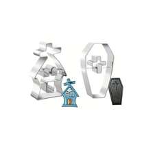 Halloween Cookie Cutters, Stainless Steel Ghost House, Skull, Pumpkin Shaped Fondant Biscuit Mold, Baking Tools - View 9