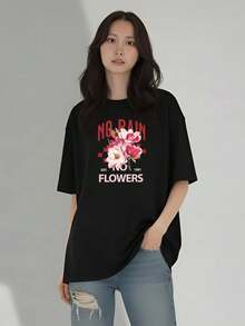 ¡La camiseta de mujer más popular de 2026! Camiseta de manga corta para mujer, moderna, juvenil, ligera y casual con ajuste ajustable. Camiseta estilo Urban Legend. ¡El material es  y confiable! - Flor n.º 11 - Ver 2