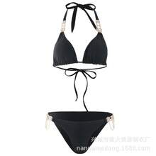 Traje de Baño de Dos Piezas con Cadena de Cristales y Diamantes, Bikini Sexy con Pedrería - Morado - Ver 5