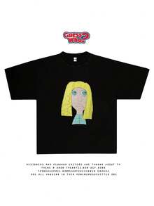 Camiseta de Cuello Redondo con Diseño Divertido y Creativo, Algodón Puro, Manga Corta de Moda para Verano, Estilo Casual para Uso Diario - Negro - Ver 7