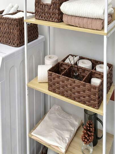 1pc Decorative Hand-Woven Storage Basket, Wicker Storage Basket, Toilet Basket - 3-Section Water Gourd Wicker Basket Suitable For Home, Bedroom, Bathroom And Living Room Organization Gift Basket, Autumn Decor Storage, Back To School Supplies, Bedroom Decor Organization Basket, Halloween Decor Storage Basket, Halloween Costume Storage, Christmas Party Decor Storage Basket