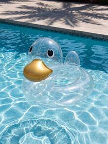 1pc Transparent Clear Duck Shaped Inflatable Swimming Ring, Summer Beach Pool Party Leisure Float - Multicolor - View 1
