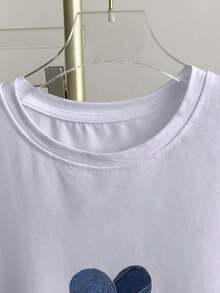 Camiseta de manga corta con cuello redondo, estampado floral, de uso casual y versátil para uso diario - Blanco 9 - Ver 3