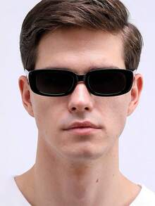 1 Pair Rectangle Classic Women's Fashion Vintage Ins Style Neutral Glasses - 黑色 - 查看 6