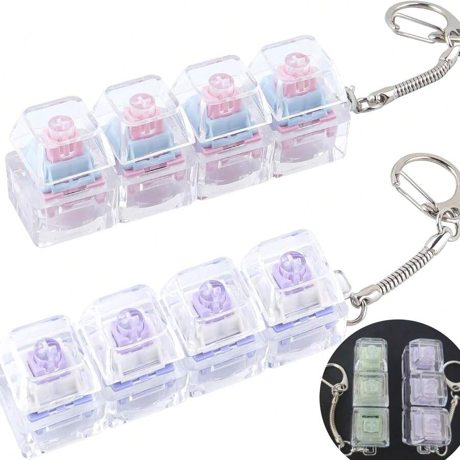 1pc Keyboard Stress Relief Toy, Silent Keyboard Stress Relief Keychain, 4-In-1 Keyboard Pressure Relief Button Finger Clicker Toy, Button Pressure Relief, Relieve Stress, Ideal Gift For Family And Friends, Also Best Choice For Birthday Or Christmas Gifts - Multicolor - View 1