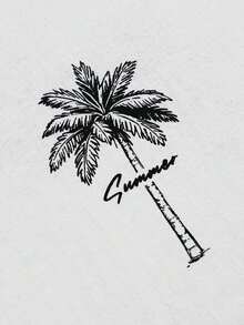 The Hottest Item Of The Summer: Men's Casual Short-Sleeved Crew Neck T-Shirt With Graphic Letter And Palm Tree Print, Perfect For Summer, A Gift For A Boyfriend, For Going Out, Vacations, Stylish, Popular, Party T-Shirt. - 白色 - 查看 6