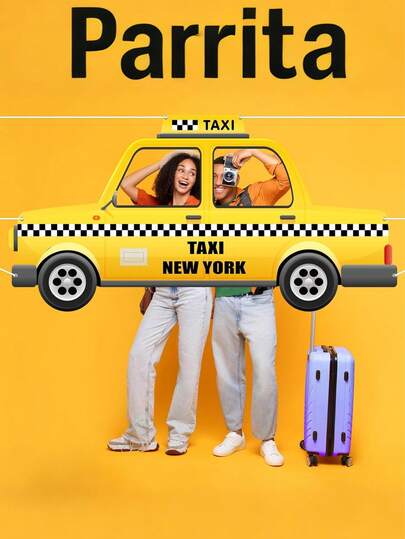 1 Piece Of Fabric Taxi Photography Background Car Studio Prop Yellow Taxi Photography Background New York Party Decoration Yellow Taxi Selfie Booth Birthday Driving Car Theme Party Supplies Rack