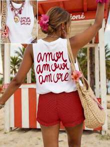 LUNE Top Casual de Talla Grande con Estampado Tropical, Ideal para Actividades de Ocio Diarias. - Blanco 2 - Ver 1