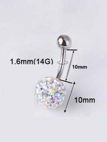 1pc Skin-Friendly Hypoallergenic 5A Zirconia Titanium Steel Navel Piercing Ring, Sparkling Zirconia Mud Ball Navel Ring, Heart Shaped Navel Stud, Colorful Zirconia Unisex Body Piercing Jewelry - Heart-shaped Belly Button Ring - View 19