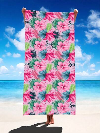 1/20pcs Extra Large Pink Hibiscus Ice Lolly Beach Towel - Available In Multiple Sizes. Features: Quick-Drying, Soft, Portable, Fashionable, Sand-Proof, Super Absorbent, Made Of Microfiber. Styles: Bohemian, Tropical, Retro, Humorous, Yoga, Picnic, UV Protection. Ideal For Beach, Pool And Outdoor Activities; Essential Travel Item For Camping, Yoga, Gym, Sports And Swimming. Suitable For Both Men And Women.