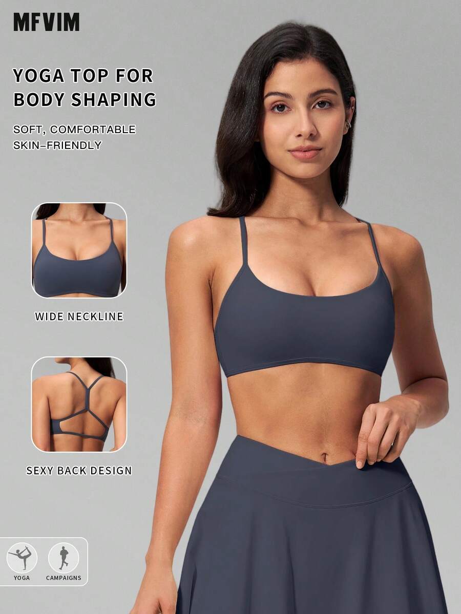 MFVIM Women's New Yoga Bra Top, Criss-Cross Back Sports Bra For Running, Fitness, Yoga, Soft & Skin-Friendly Fabric, Versatile For Commuting, Outdoor, Jogging, Cycling, Yoga, Suitable For Women's Fitness Wear
