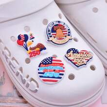 16 pièces/set Charms de sabots pour le 250e anniversaire des États-Unis, charms patriotiques du 4 juillet avec drapeau américain, épingles de décoration de chaussures amovibles en PVC imperméables et mignonnes pour sabots, sandales, glissières, mini-sacs. Cadeaux de fête de l'Indépendance, remplisseurs de sacs surprises pour anniversaire pour enfants, adolescents, adultes, hommes et femmes - Multicolore - Voir 9