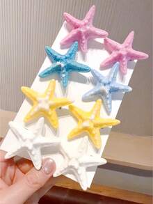 8pcs/Set Teen Girls Starfish Decor Hair Clips, Sweet Style Ocean Theme Hairpins, Exquisite Resin Starfish Hair Pins, Cute Beach Style Hair Accessories, Suitable For Daily And Vacation Wear - Multicolor - View 4