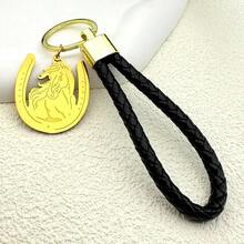 Llavero con colgante de acero inoxidable y cabeza de caballo Animal para mujer y hombre, llaveros de Color dorado, accesorios, joyería de regalo, porte clé ZUYZ - Azul - Ver 6