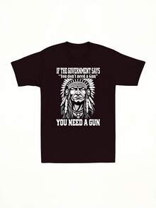 Camiseta de hombre talla grande con estampado "Necesitas un arma" - Algodón suave, cuello redondo, ajuste cómodo con un poco de elasticidad, ideal para el verano, casual y ropa deportiva, TALLA GRANDE - Negro - Ver 1
