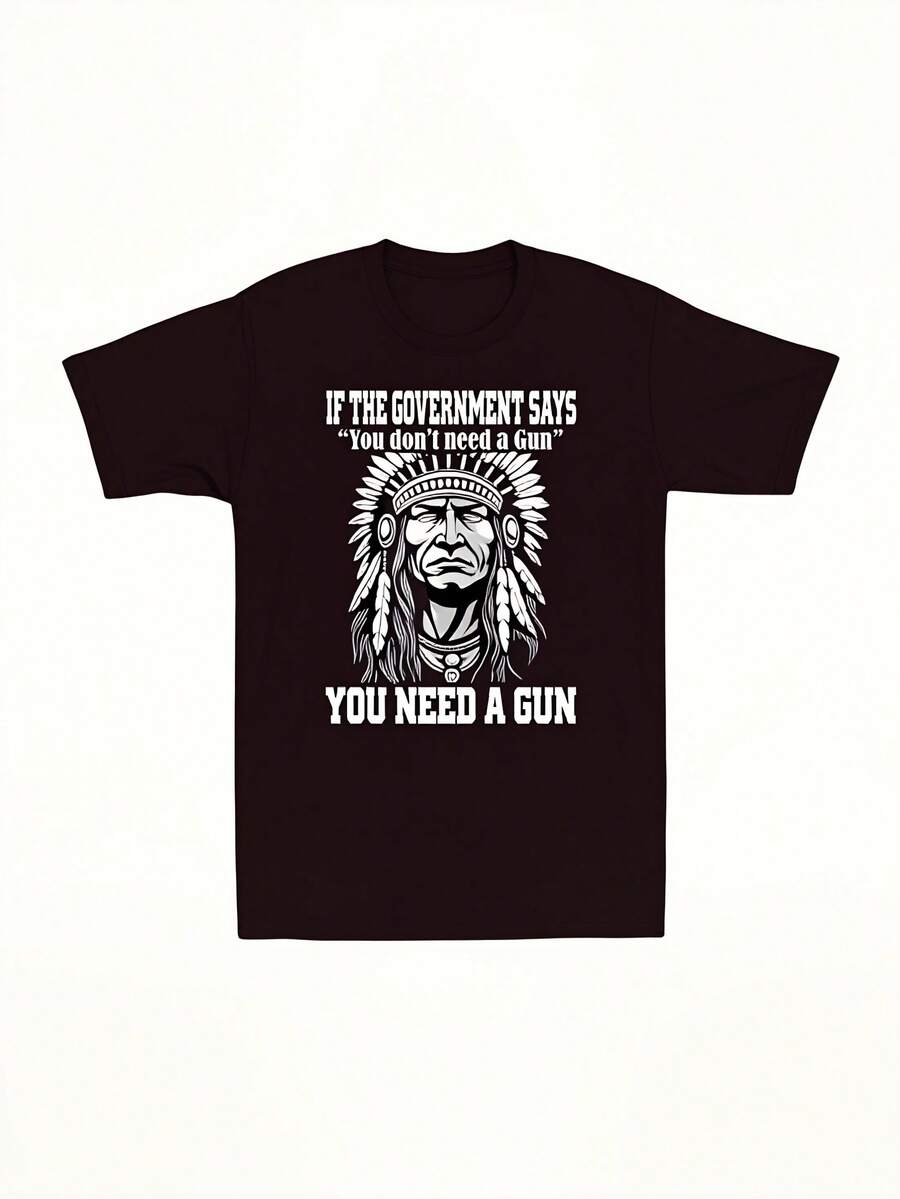 Camiseta de hombre talla grande con estampado "Necesitas un arma" - Algodón suave, cuello redondo, ajuste cómodo con un poco de elasticidad, ideal para el verano, casual y ropa deportiva, TALLA GRANDE - Negro - Ver 1