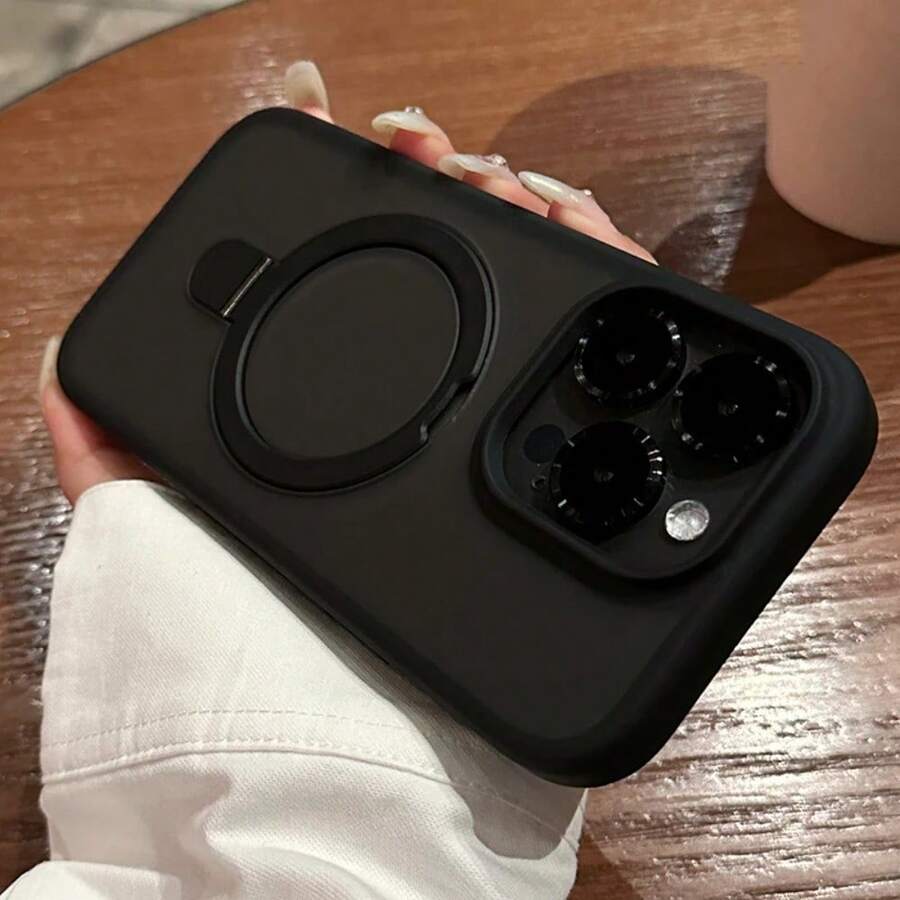Ốp lưng điện thoại cao cấp bằng kim loại, có nam châm và chức năng sạc không dây cho iPhone 11 12 13 14 15 16 17 Pro Max Air Plus, chống sốc và bề mặt mờ. - màu đen - Xem 1