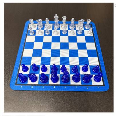 Two-Player Chess Set, New Transparent Chess Pieces + Rubber Chessboard, Blue And White, Black And White, Two-Player Chess, Two-Player Chess Comes In Two Colors, Blue And White, Black And White, Transparent Chess Pieces
