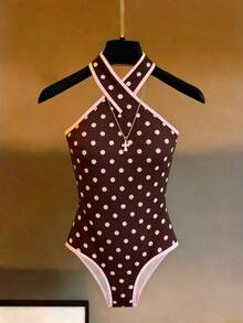 Body de mujer con cuello halter y recorte cruzado, minimalista y versátil - Rosa vieja - Ver 3