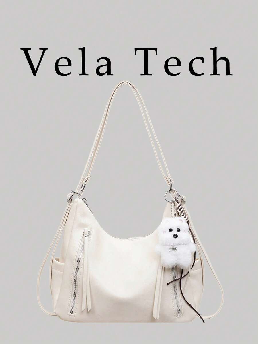 Matte Texture Large Capacity Fashionable Versatile Shoulder Bag, High-End Beach Bag, Tote Bag, Shopping Bag - White - View 1