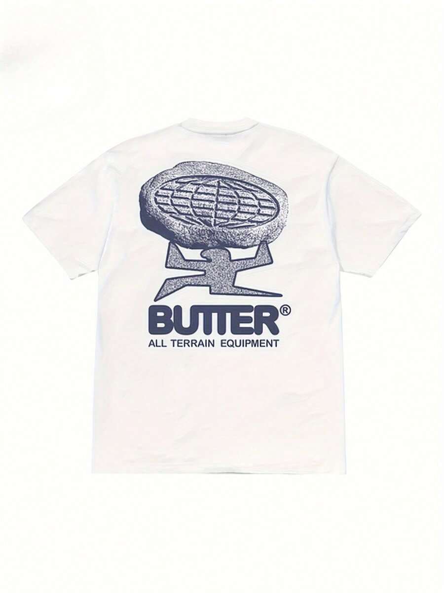 Camiseta Butter Goods Racing Logo - Gráfico Retro Geométrico de Cuchillo de Mantequilla, Corte Regular, Camiseta de Manga Corta, Unisex, Ropa Casual, con Vibrante Impresión Digital - Blanco - Ver 1