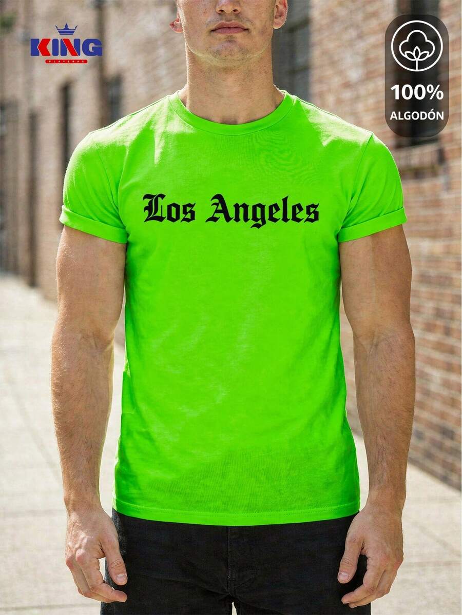 King T-shirt Men T-Shirts - 青檸色 - 查看 1