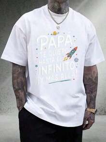 T-shirts de algodón para hombres: camisetas suaves y clásicas para el día a día |     Diseño Papá, te quiero hasta el infinito y más allá |     Ideal para padres amantes del espacio - Blanco - Ver 2