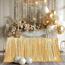 120*180cm Gold Sequin Tablecloth, Shiny Rectangular Glitter Tablecloth For Wedding, Party, Event Decoration - A-Gold - View 5