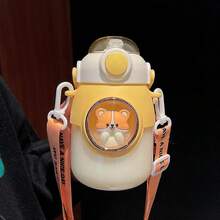 Cute Water Bottles With Straws For Boys And Girls, 820ml Large Capacity Water Cup, Kawaii Cartoon Design, School Trip For Students - Cup Brush - View 11