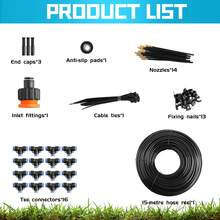 Misting Cooling System 50FT (15M) Misting Line + 15 Brass Mist Nozzles Garden US - A - View 3