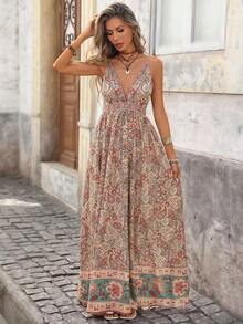 MEXBrillora Vestido sin mangas de cuello en V con estampado total para vacaciones de verano de mujerMEX UF15 - Multicolor 2 - Ver 3
