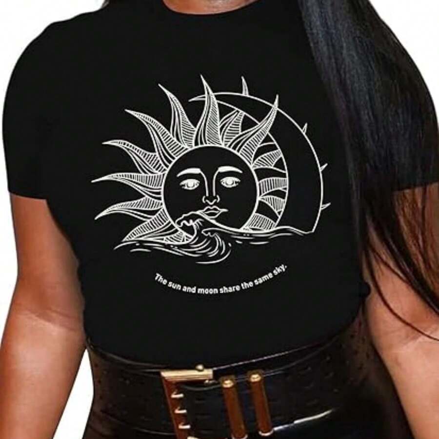 Camiseta impresa para hombres y mujeres - Negro - Ver 1