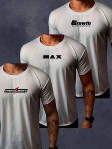 Kit Of 3 Men's Dry Fit Shirts, Mix Kit, Ideal For Workouts, Gym, Running - 白色 - 查看 2