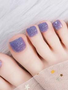 New Semi-Cured Gel Summer Toe Nail Stickers, Glitter Design, In Stock Wholesale, Waterproof And Long-Lasting - Mint Blue - View 4