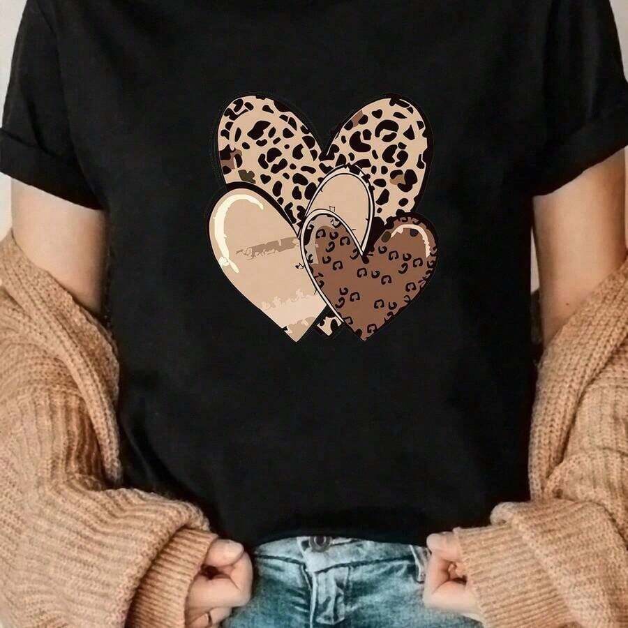 AINO 1 Piece 100% Cotton T-Shirt With New York Bear Print, Thick Cotton, Halloween T-Shirt For Women - 黑色 - 查看 1