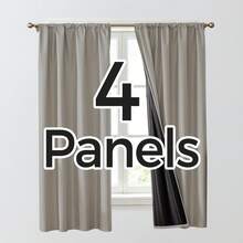 4 Panels 100% Blackout Curtains For Living Room Bedroom, Rod Pocket Light Blocking Window Curtains, Thermal Insulated Drapes Privacy Protection For Bathroom, All Seasons Home Decor. - Khaki - View 10