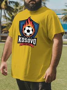 Camisetas de gran tamaño para hombre con diseño de fútbol de Kosovo, cuello redondo versátil, estampados, perfectas para moda urbana, baloncesto, actividades de gimnasio y vestimenta esencial de verano, talla grande. - Multicolor - Ver 4